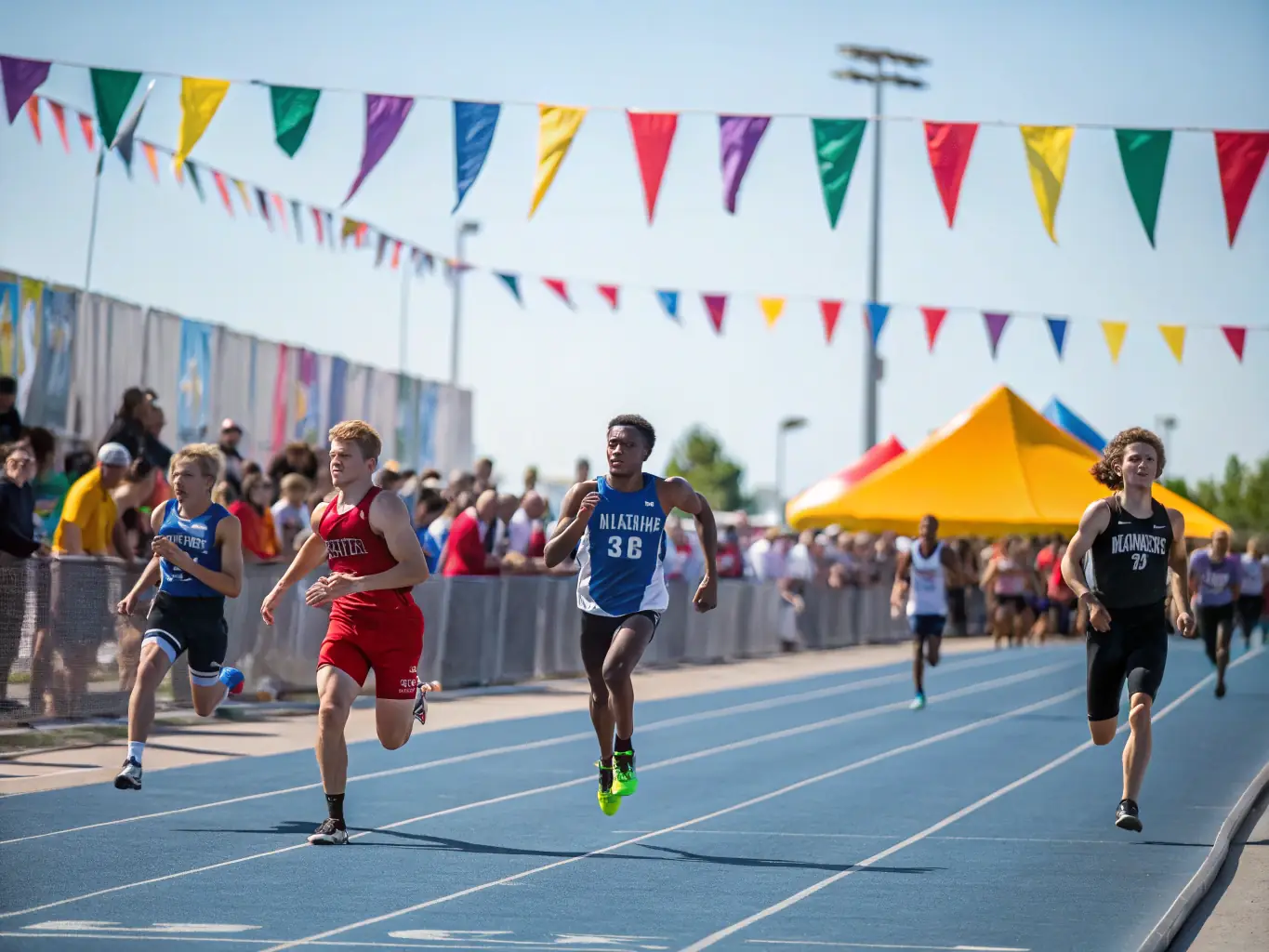 An image of students participating in track and field events, demonstrating speed, endurance, and athletic prowess.